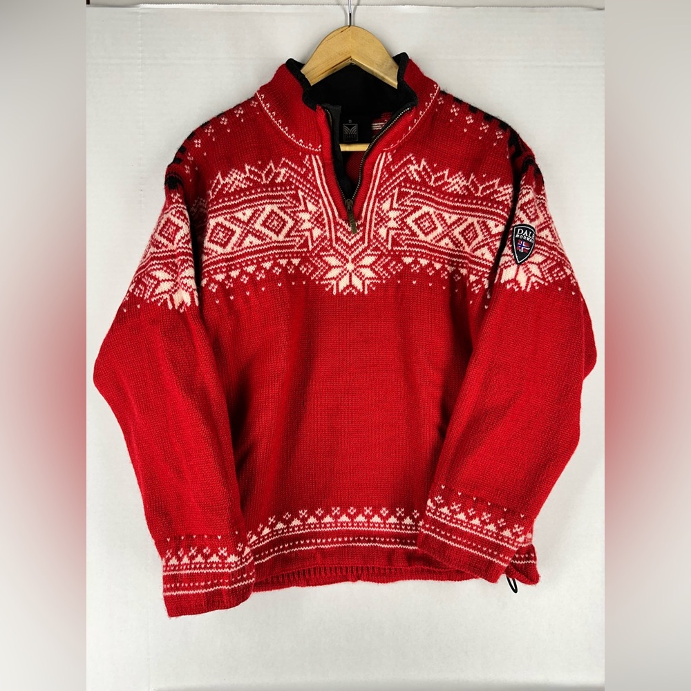 Dale of Norway Red and White Zip Up Sweater
